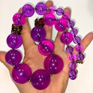 Kate Spade Chunky Purple LUCITE & Crystal Necklace Like New